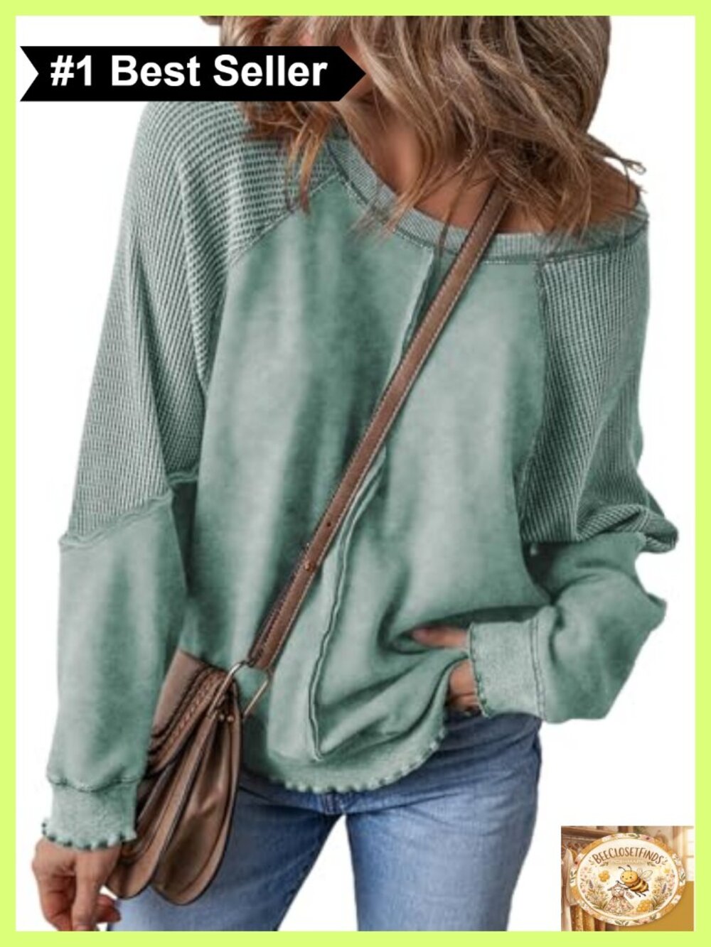 Oversized Waffle Knit Crewneck Sweatshirt Long Sleeve Off Shoulder Pullover